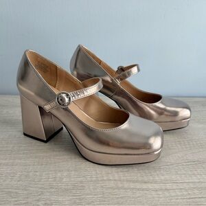Sun + Stone Women's Pewter Vaneciaa Mary Jane Pumps Size 6.5